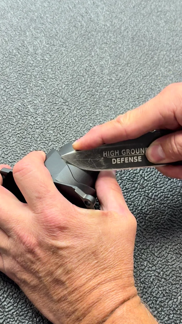 ArmorLube-coated component undergoing a scratch-resistance demonstration