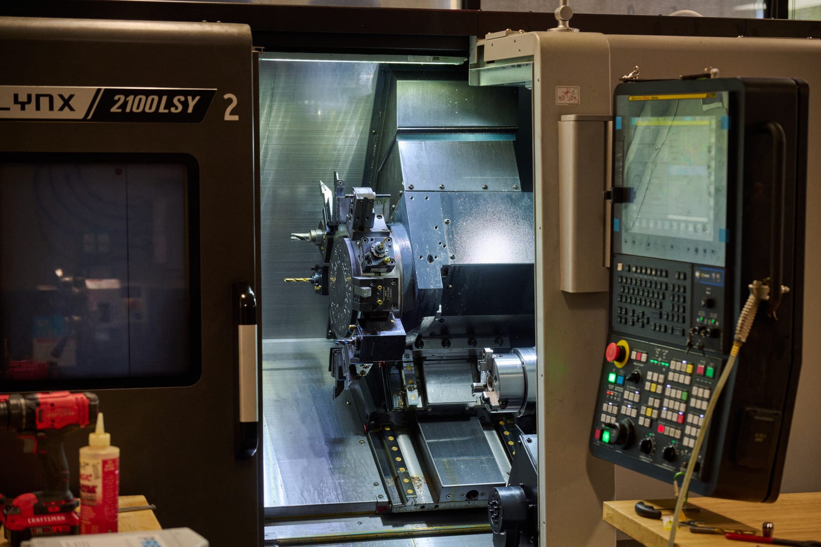 CNC turning center in operation at High Ground Defense