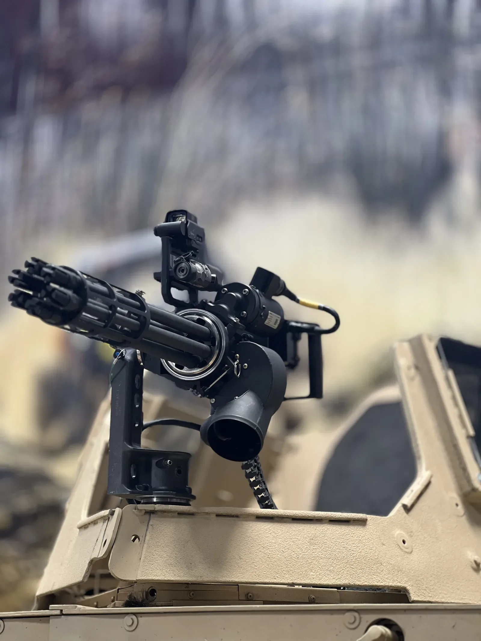 M134 minigun integrated on a land-platform turret