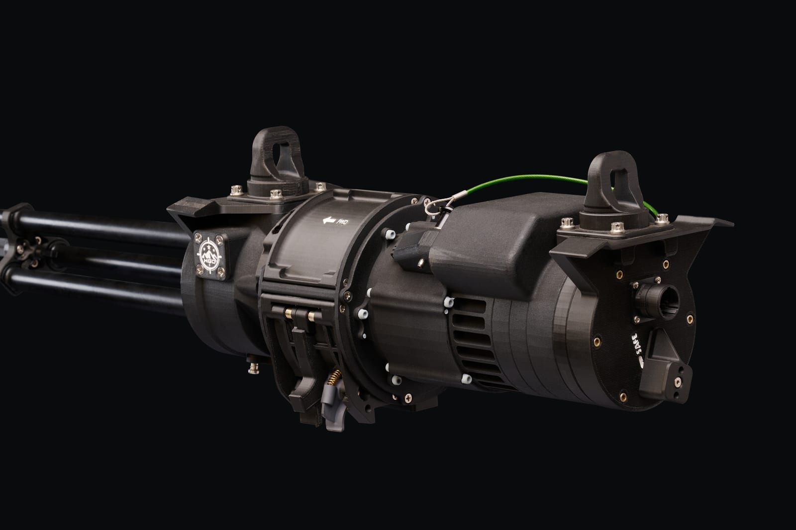 Advantage Gatling Gun integration assembly showing mounting and interface hardware
