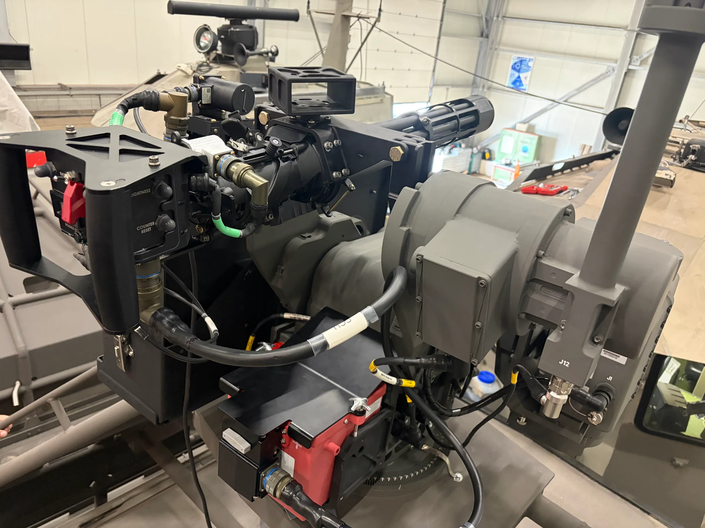 Remote weapon station-mounted Gatling gun during platform integration